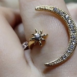 Star and Moon open ring